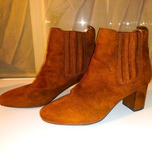 Brown suede booties